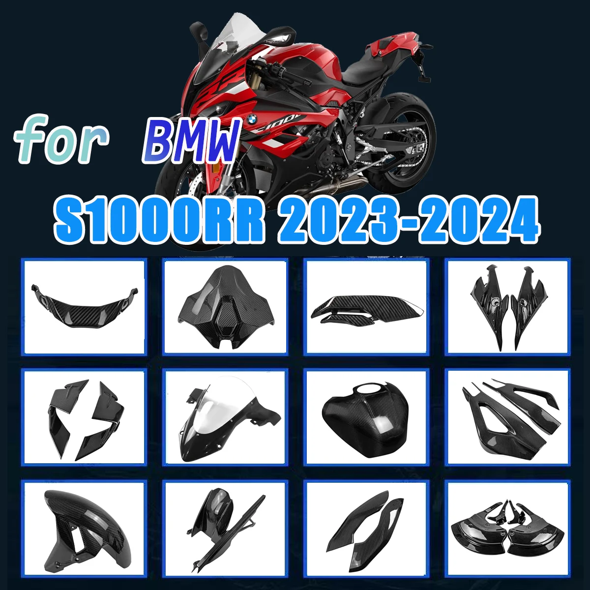 

3K Dry Carbon Fiber Fender Side Panel Fairing Kit Winglets Fuel Tank Guard For BMW S1000RR 2023 2024 Motorcycle Accessories