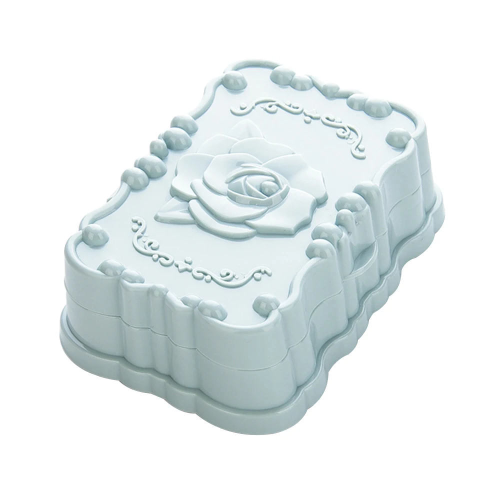 

Rose Carved Soap Box Waterproof Container Holder Rack Case for Travel Bathroom Easy Clean Dry Home Hotel Plastic Shower