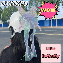 Cute Helmet Decoration Pink Bow Playful Flowing Light Helmet Decoration For Giving Children And Girlfriends Helmet Decoration