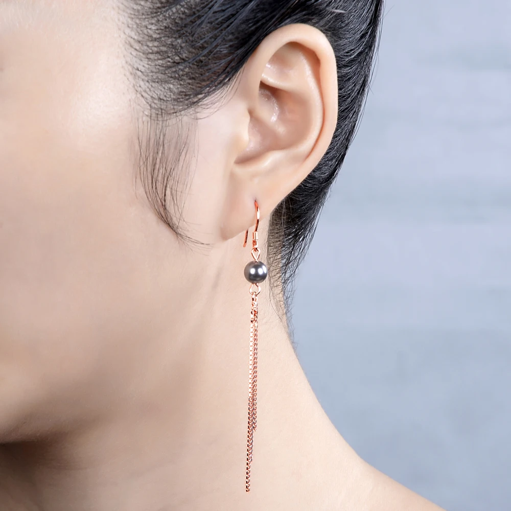 Glossy Geometric Tassel Earrings Vintage 925 Silver for Women Long Box Thread Drop Korean Fashion Jewelry Gift & Accessory