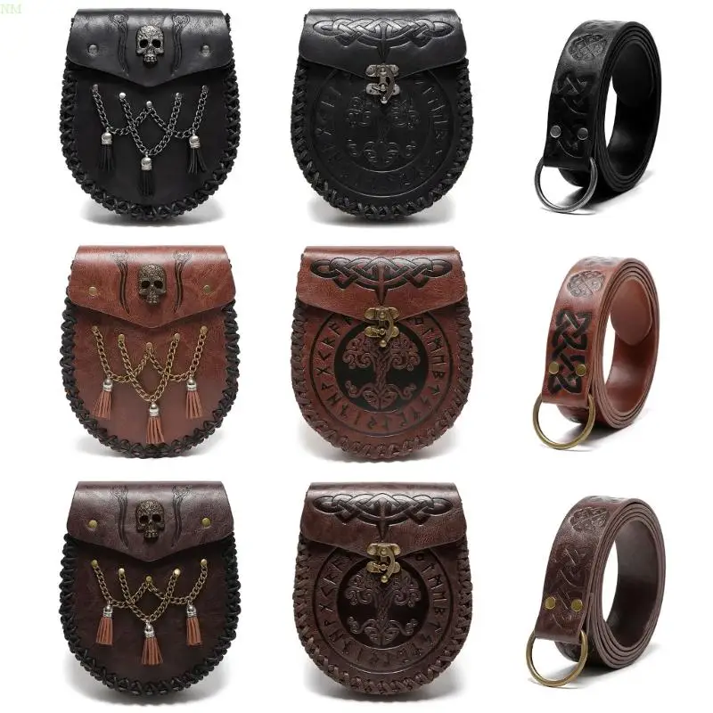 

Belt Pouches Waist Bag Fanny Pack Leather Medieval Leather Pouches Cellphone Holdre Holsters LARP Costumes NM