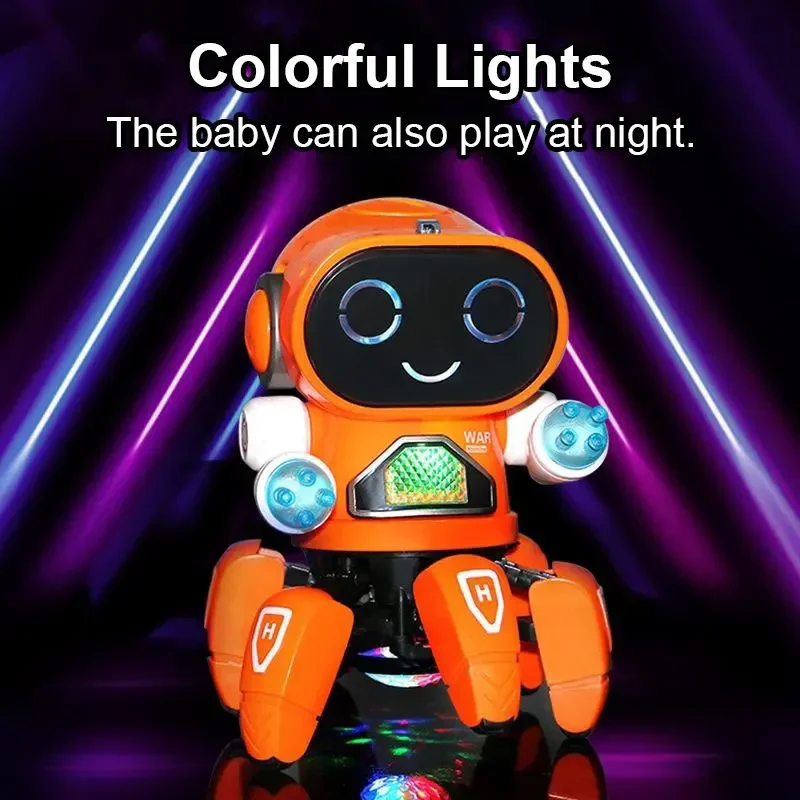 Robot poulpe interactif - Jouet éducatif STEM avec 6 bras, lumières et musique pour bébés et enfants