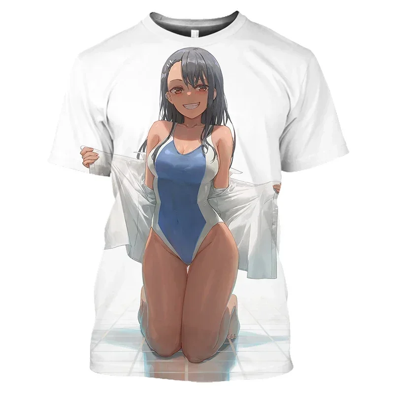 Nagatoro hayase kawaii loli t camisa masculina otaku camiseta 3d hentai sexy ahegao anime y2k topos para biquíni exposto cosplay camisetas