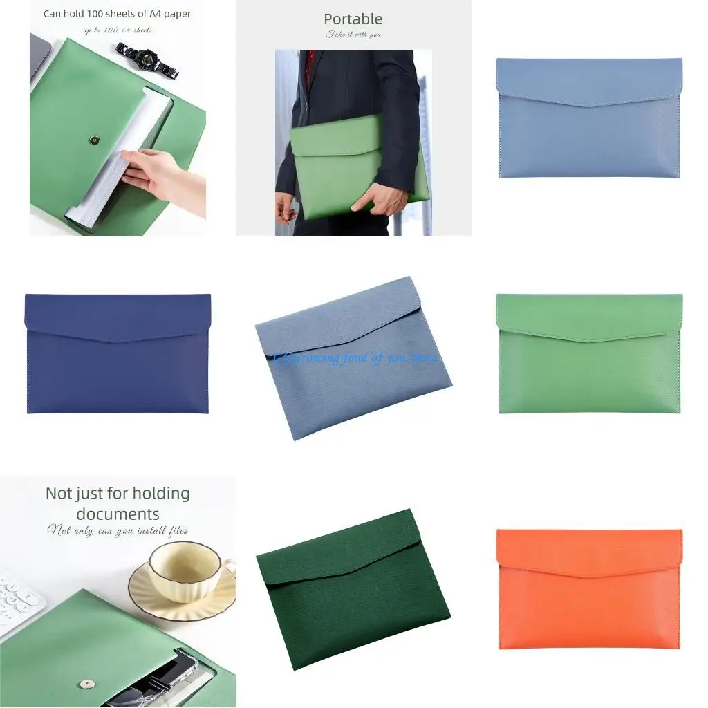 

H9EB Closure File Folders Waterproof PU Texture for Business Meetings School