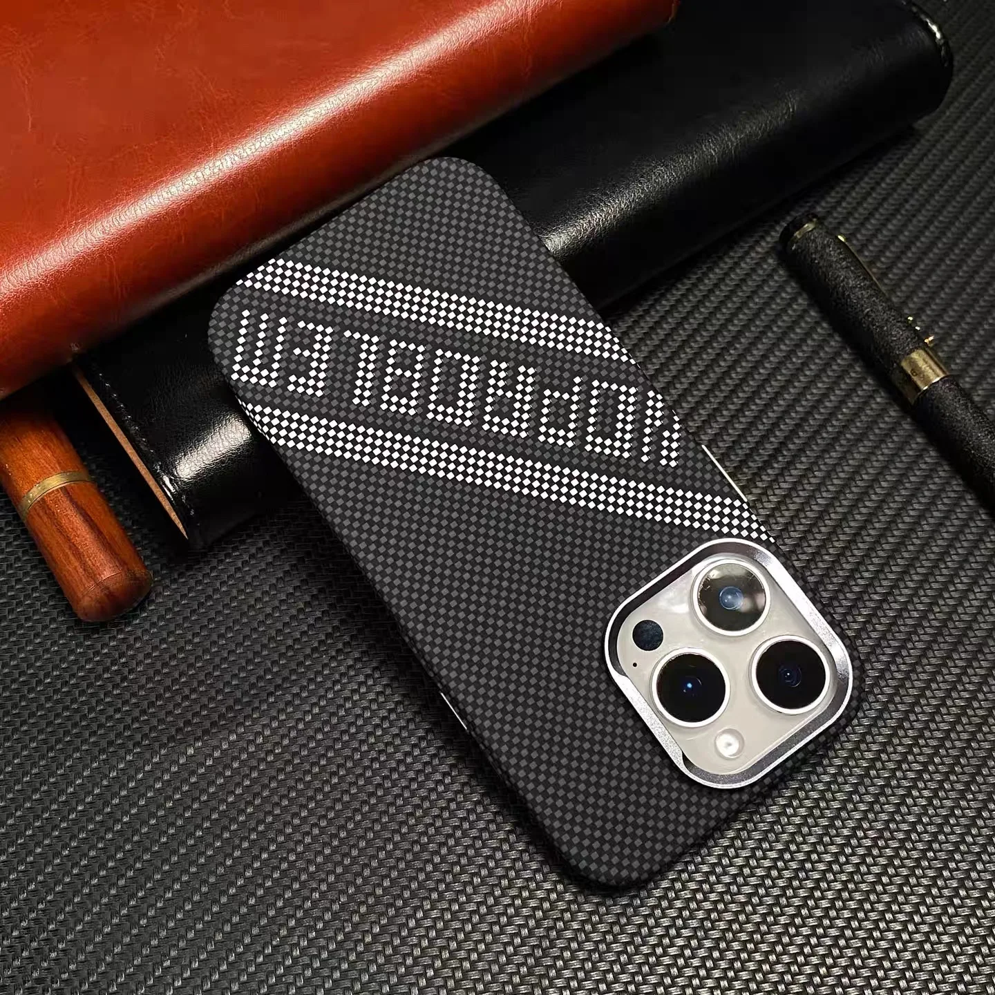 

For iPhone 17 16 15 Pro Max Carbon Fiber Relief Texture Magsafe Case Magnetic Wireless Charging Metal Lens Protection Hard Cover