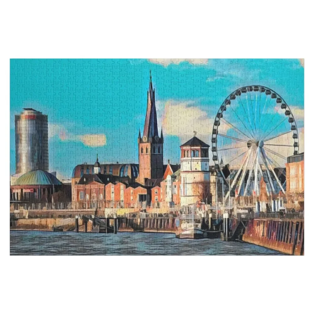 

Dusseldorf Cityscape Jigsaw Puzzle Custom Name Wood Anime Personalised Name Personalized Kids Gifts Puzzle