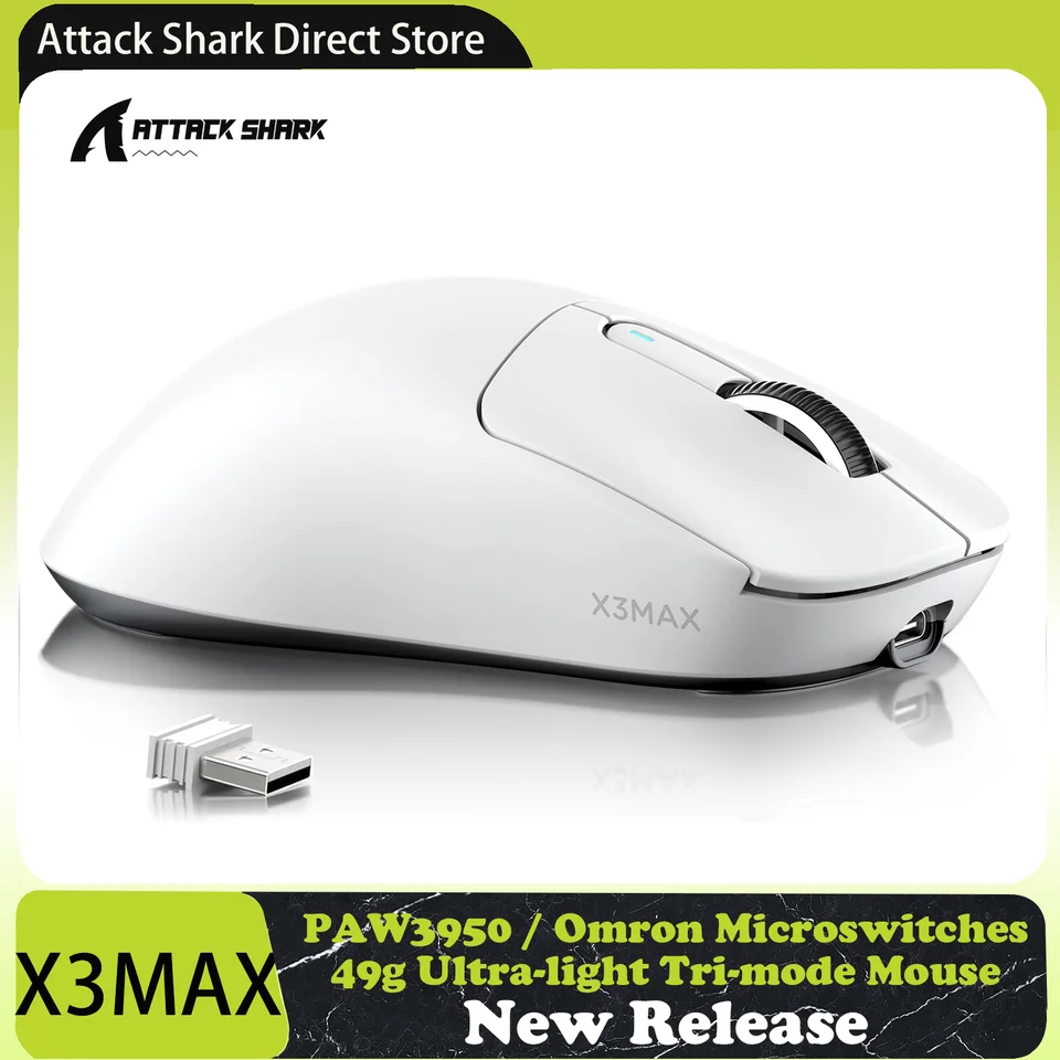 Attack Shark X3MAX PAW3950 Gaming Mouse, Tri-mode, Up to 42000 DPI