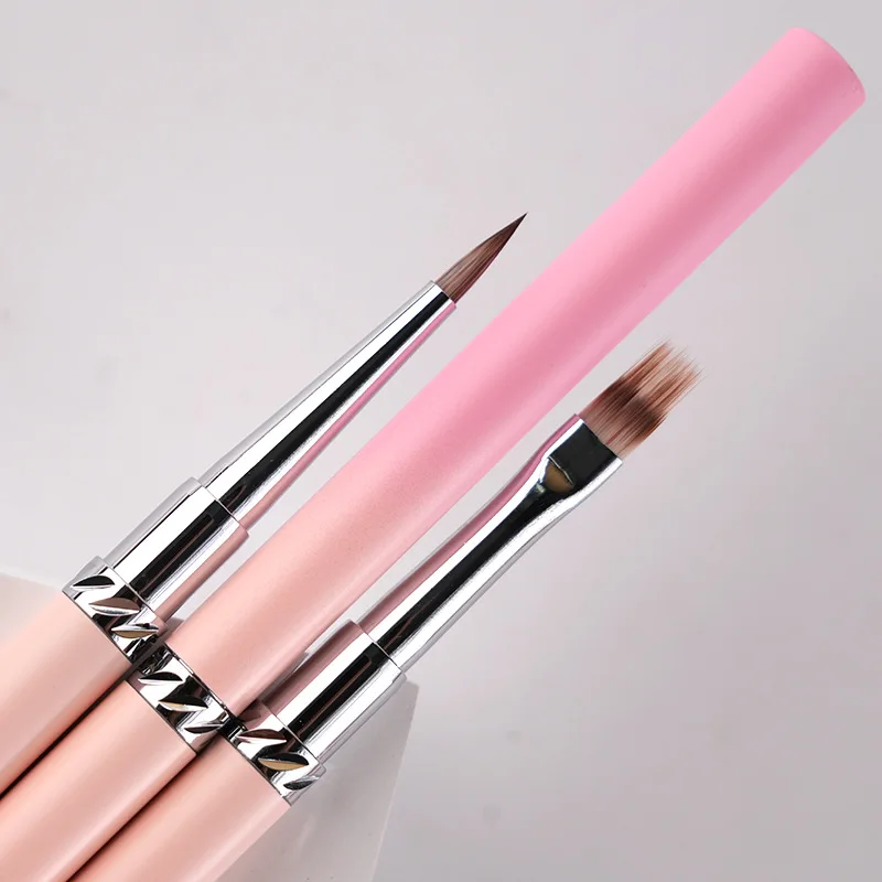 1/13PCS Pink Gradient Handle Nail Drawing Brushes For Manicure Lines Painting Gradient UV GEL Extension Builder Drawing Pen