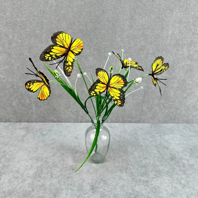 10 Stück künstliche Seidenblumen, weiße Iris mit Fransen, DIY-Requisiten für Fotoshootings, künstlicher Blumenstrauß, 5-gliedrige Schmetterlingssträuße – Detail 14