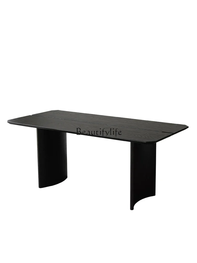 

FG10Simple Modern Black Solid Wood Dining Table Designer Model Reception Office Tea Brewing Light Luxury