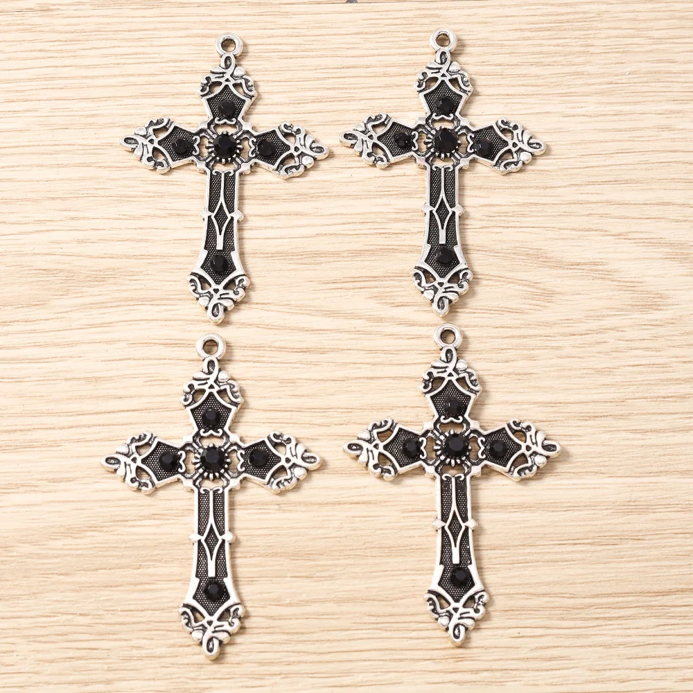 Tusember 5 Stück 37*56mm Gotische Große Kreuz-Anhänger aus Legierung für DIY Schmuckherstellung, Halsketten, Schlüsselanhänger, Handgefertigte Kunstwerke – Detail 5
