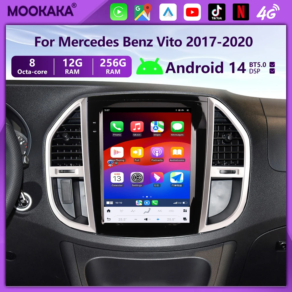 12.1'' Android 14.0 For Mercedes Benz Vito 3 W447 2017-2020 2K Car Radio Multimedia Player Autoradio GPS 4G CarPlay Stereo Video