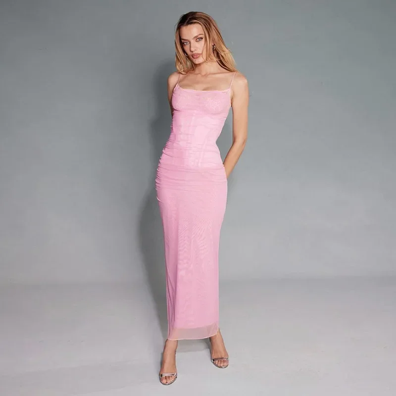 

Dress for Women Streetwear 2025 New Girls Fashion Dress Sexy Slimming Mesh Dresses Vintage m