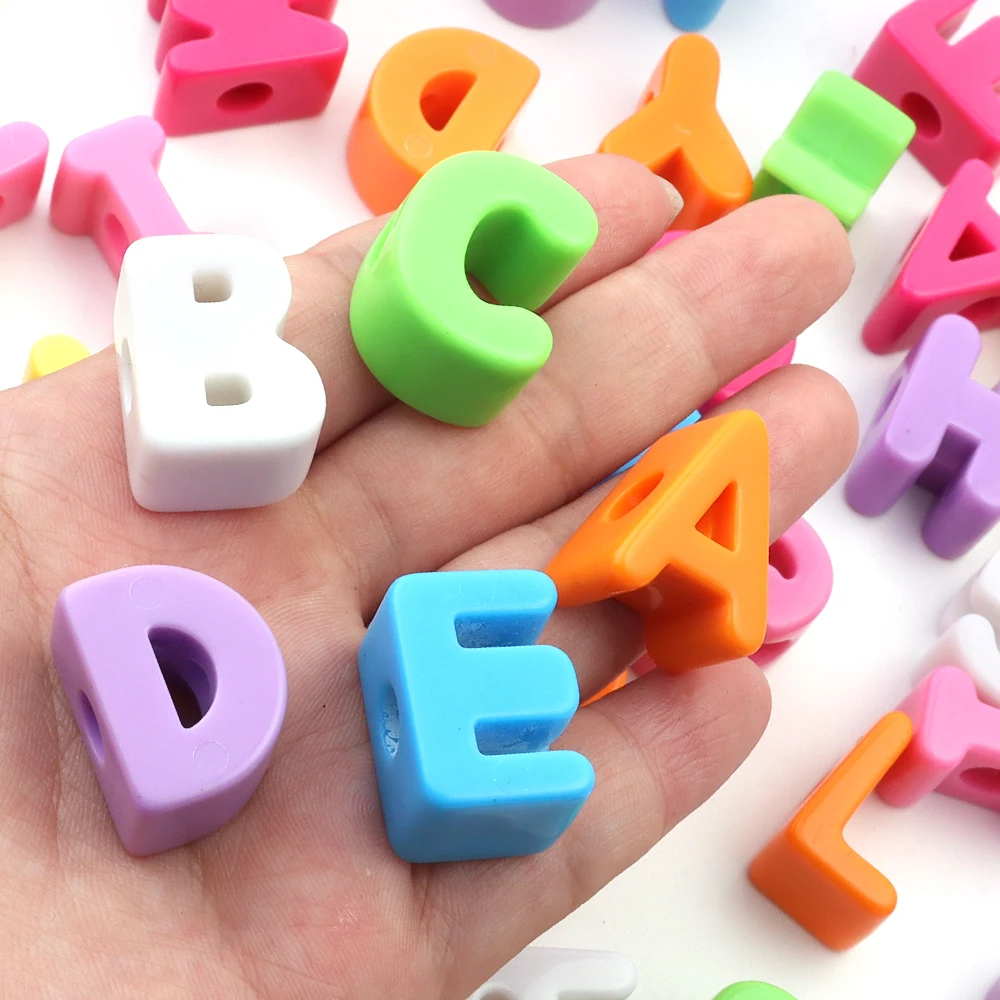 10-26 teile/los Mix Farbe Acryl Alphabet Anzahl Perlen Großes Loch Lose Perlen Für Schmuck Machen DIY Armband Halskette schlüsselbund – Detail 5