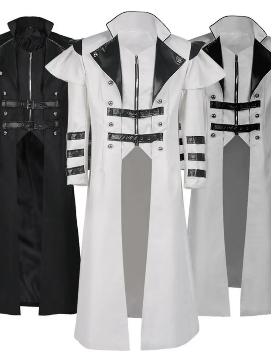 Nuovo loween Abito da banchetto di corte medievale Cappotto lungo diviso con cerniera Costume da performance sul palco Abbigliamento etnico Faion da donna