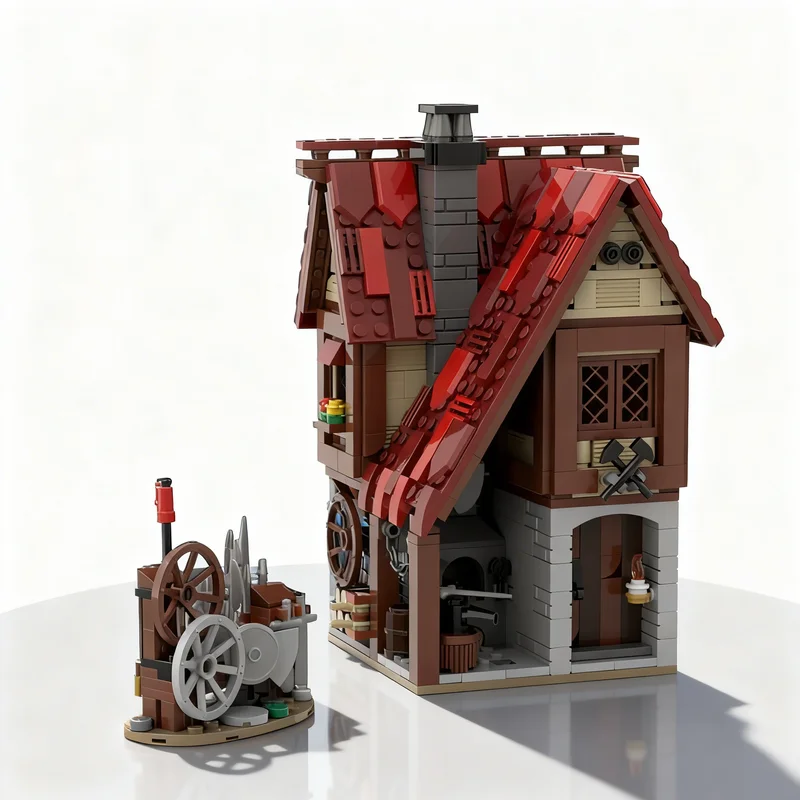 

824pcs MOC Blacksmith Medieval Village Castle Model Building Blocks Construction Toy Assemble Christmas Gift Creative DIY Idea