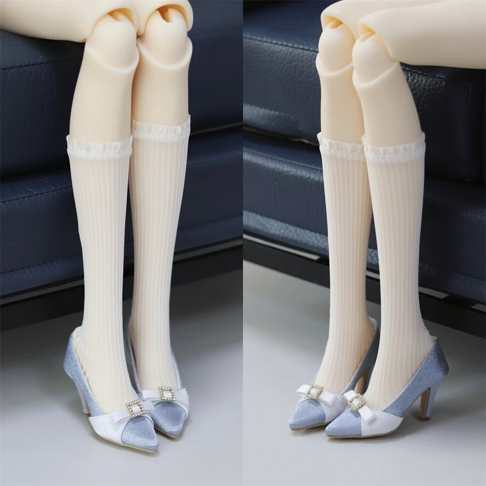1/3 SD16/GR/ DD 스팟 인벤토리 우아한 소녀용 블랙 화이트 부드러운 실크 하이힐 선물 장난감 BJD 인형 신발 인형 액세서리