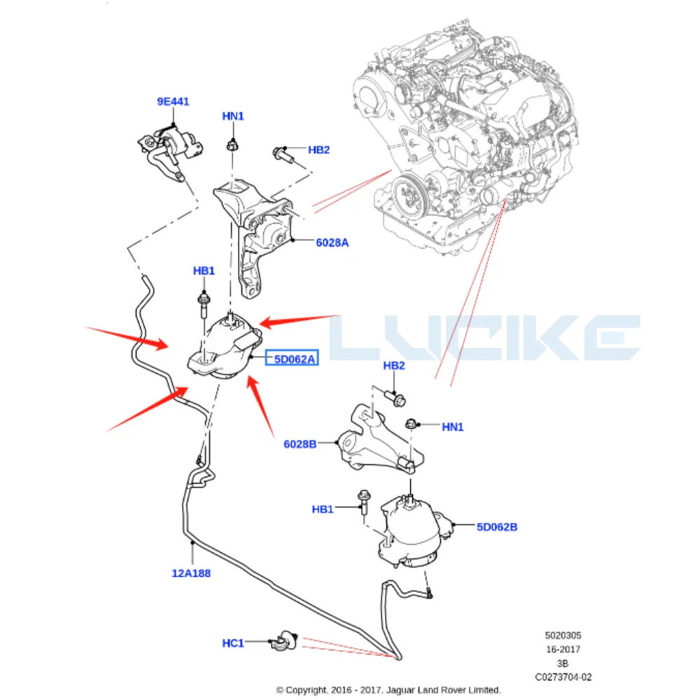 Geschikt Voor Range Rover 2017 Motor Voetlijm Lr116743 T4a31488