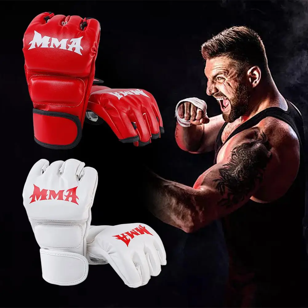 Professional Boxing Training Gloves Half Finger Leather Cushion for Adult Sanda Boxing UFC Training Sandbag Knuckles