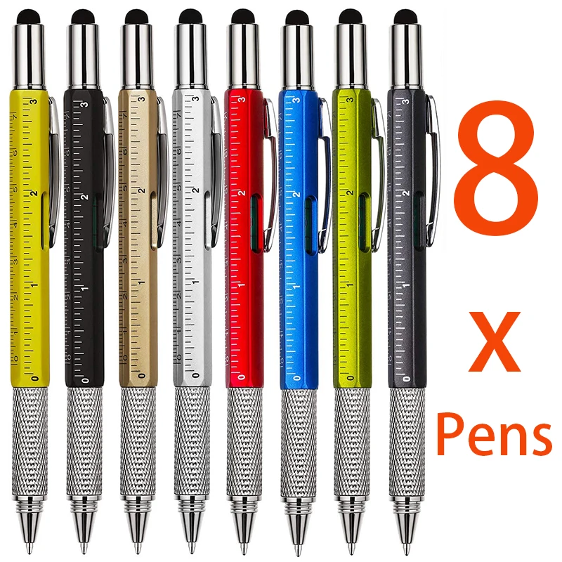 

8Pcs 6 in 1 Multitool Tech Tool Pen Gadget Screwdriver Gift Pen for Men