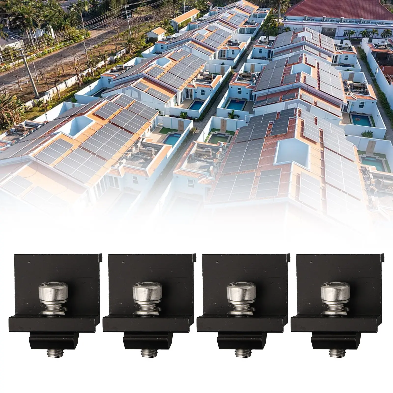 Solar Module Mounting Solution Adjustable End and Center Clamps for 30mm/35mm Panels 4 or 10 Pieces Aluminum Alloy