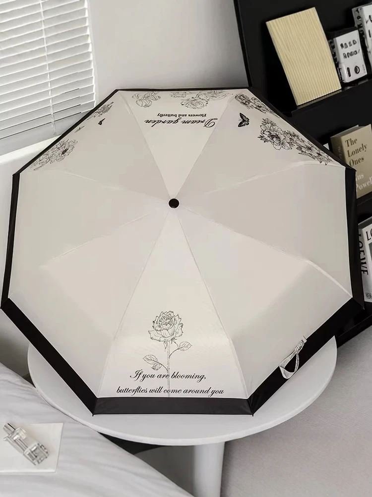 

Retro Automatic Folding Sun Umbrella UV Protection Rain And Sun Dual Purpose High Aesthetic Value Artistic Umbrella