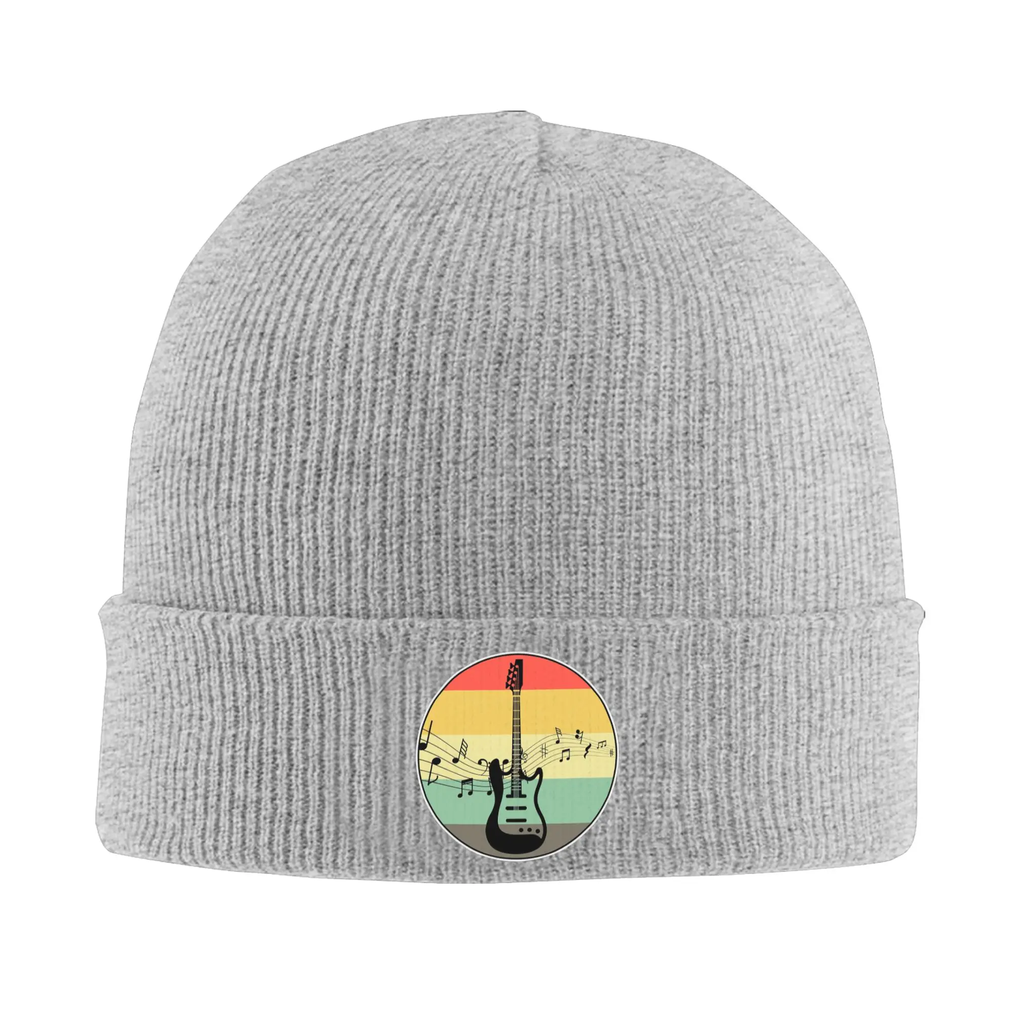 

Ретро музыкальная бас-гитара, теплая вязаная шапка, зимняя вязаная шапка, шапка Skullies, шапки в стиле хип-хоп для унисекс