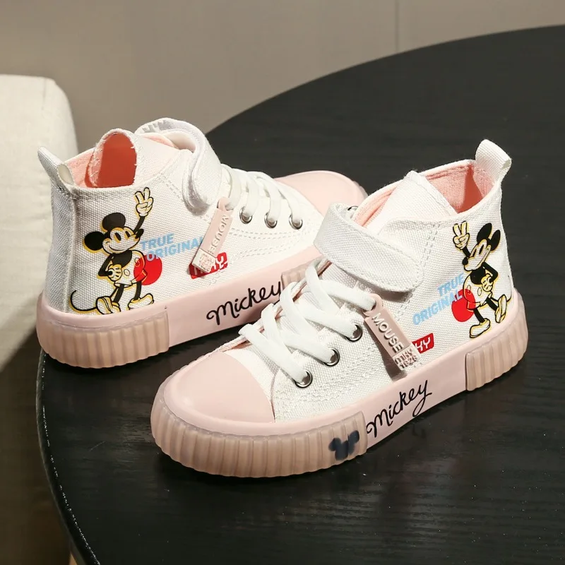 Disney Mickey Kids Canvas Shoe High Top Breathable Soft Bottom Comfortable Casual  Anti Slip Durable Shoes Cartoon Autumn Winter