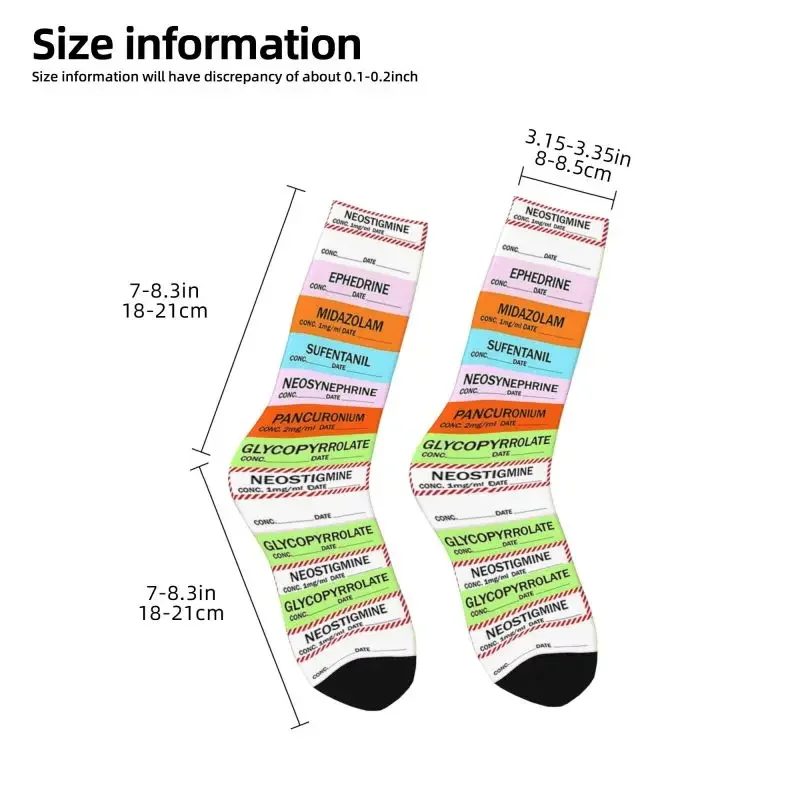 Anesthesia Medication Labels Dress Socks Men Women Warm Fashion Medical Nurse Crew Socks