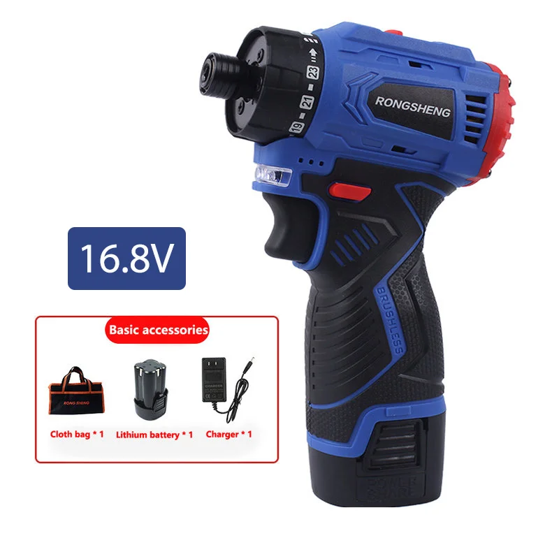 

16.8V Brushless Screwdriver Lithium Electric Drill Rechargeable Hand Drill Screwdriver Electric Tool Torque Drill
