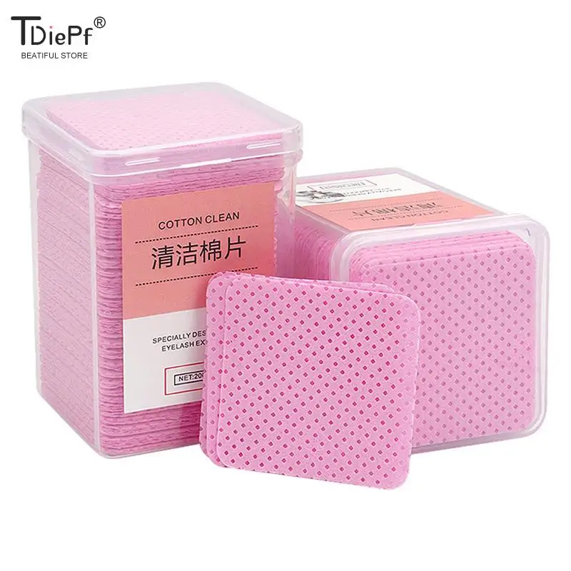 100/200 teil/schachtel Lint-Freies Wimpern Kleber Entferner Baumwolle Tücher UV Gel Nagel Tipps Polish Remover Reiniger Baumwolle blatt Make-Up Sauber Pads