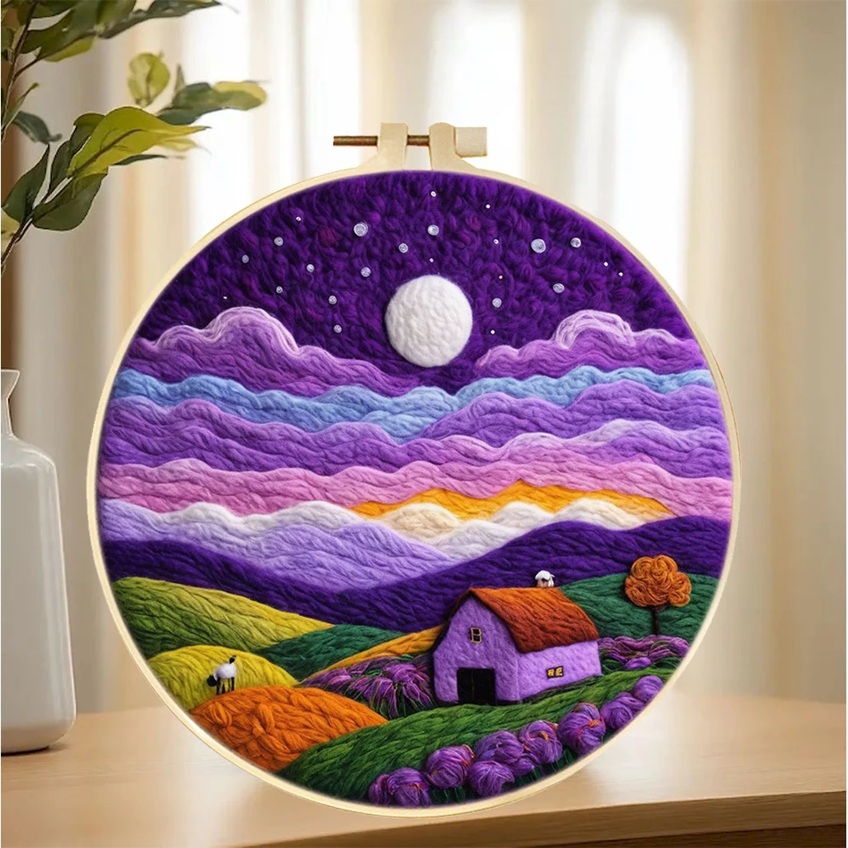 

Лунное небо игла из фетра стартовые наборы для взрослых Diy шерсть валяние живопись набор для начинающих вышивка рамка шерсть рукоделие ремесла