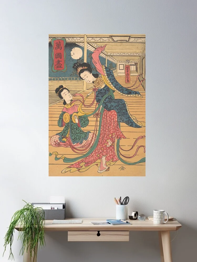 Two Chinese Women Utagawa Yoshitora Japanese 12th month, 1860, Art Print Canvas Poster, Living Room Decor, Home Wall Picture