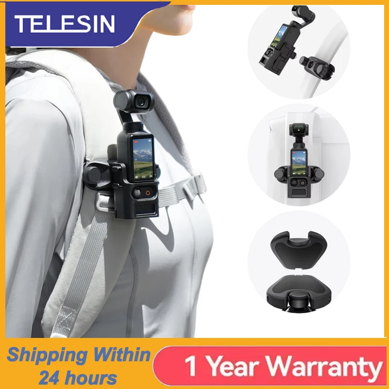 

TELESIN For DJI Pocket3 Quick Clip Mount Quick Release Backpack Camera Mount One-Handed Quick Release Backpack Strap Mount