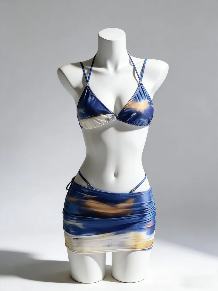 Casual Tie Dye High Waist Bikini Set Two Piece Swimwear Soft Stretchy Quick Dry Beach Bathing Suit for Women Beach Wear Vintage