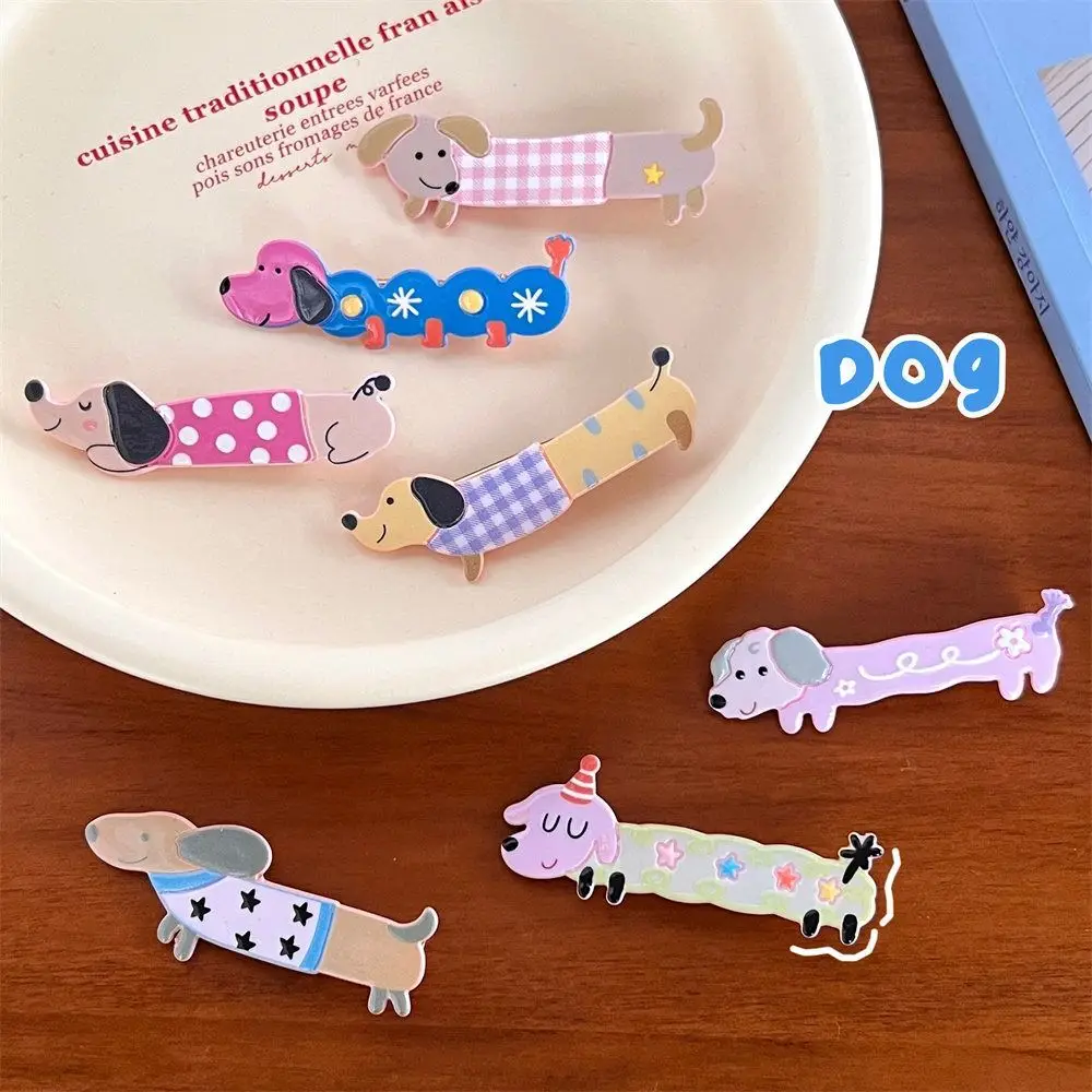 

Cute Plastic Dog Duckbill Clip Dots Flower Cartoon Hair Clip Barrettes Bangs Side Clip Animal Hairpin Female/Children