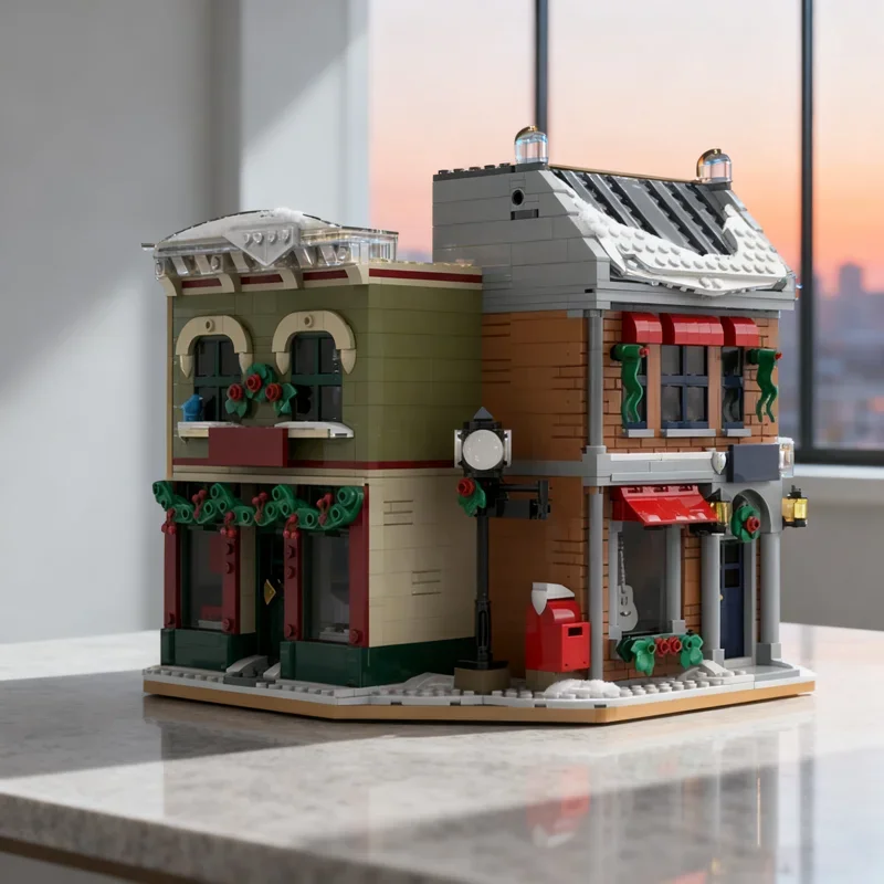 

1268pcs MOC Corner Holiday Main Street Seasonal Model Building Blocks Construction Toy Assemble DIY Festival Gift Brick