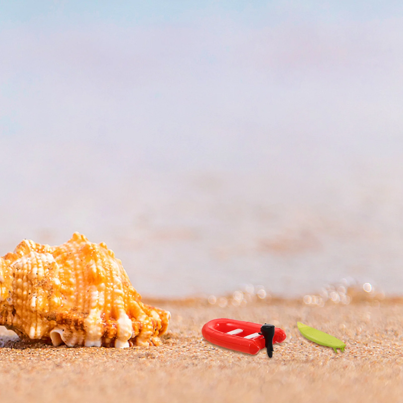 

2Pcs Miniature Beach Party 1:64 Inflatable Boat Surfboard Plastic Coastal Decoration Sand Pool Bathtub Set Surf Board