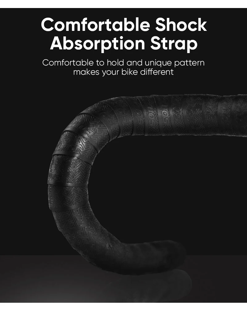 BUCKLOS Rennrad-Lenkerbänder PU Shock Fahrradlenkerband mit Lenkerendstopfen Anti-Rutsch-Anti-Vibrations-Wickelgürtel Bartape – Detail 8