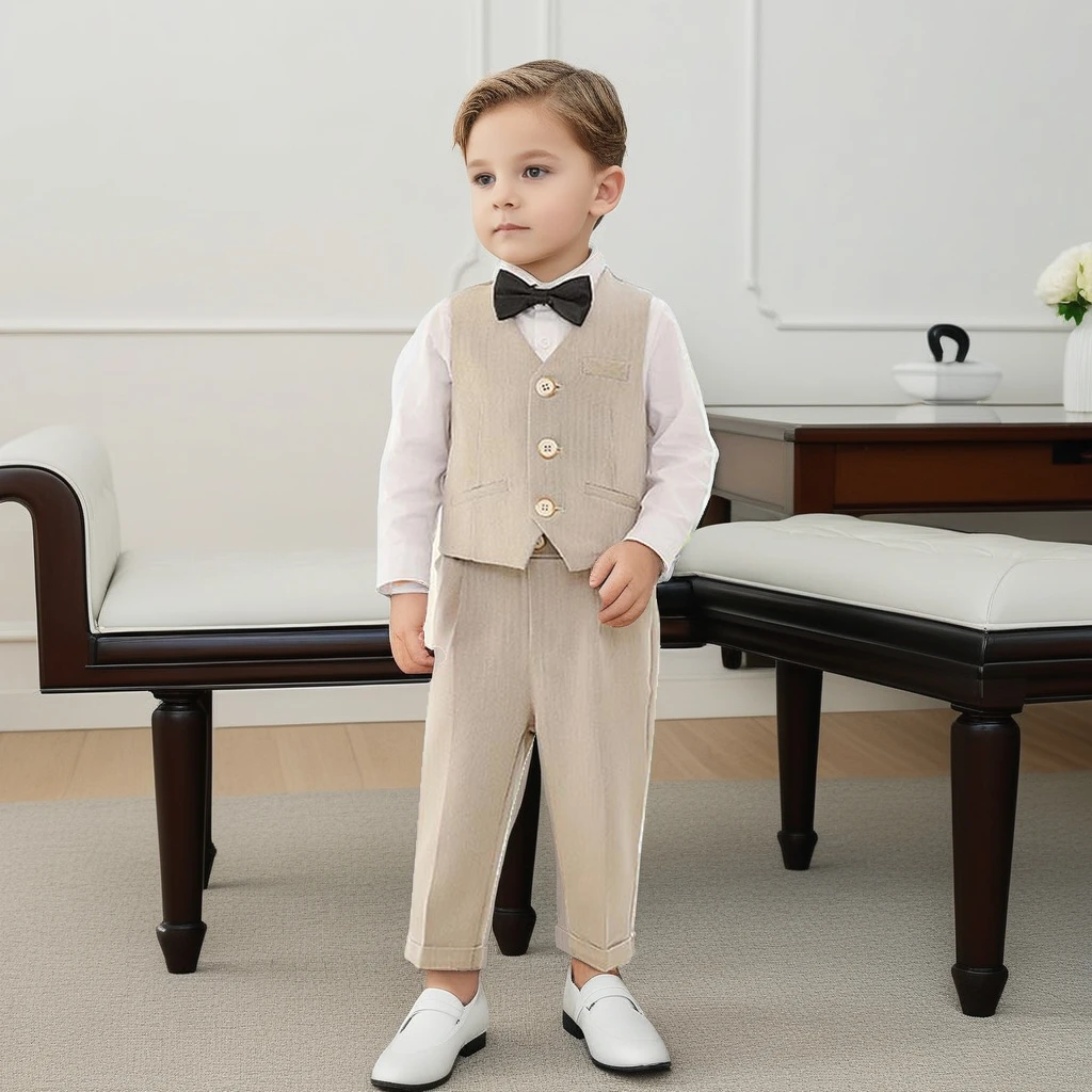 Boys Wedding Suit Handsome Black Tie Blazers Set Childrens Formal Birthday Tuxedo 2 To 12 Years Kids Piano Performance Costume