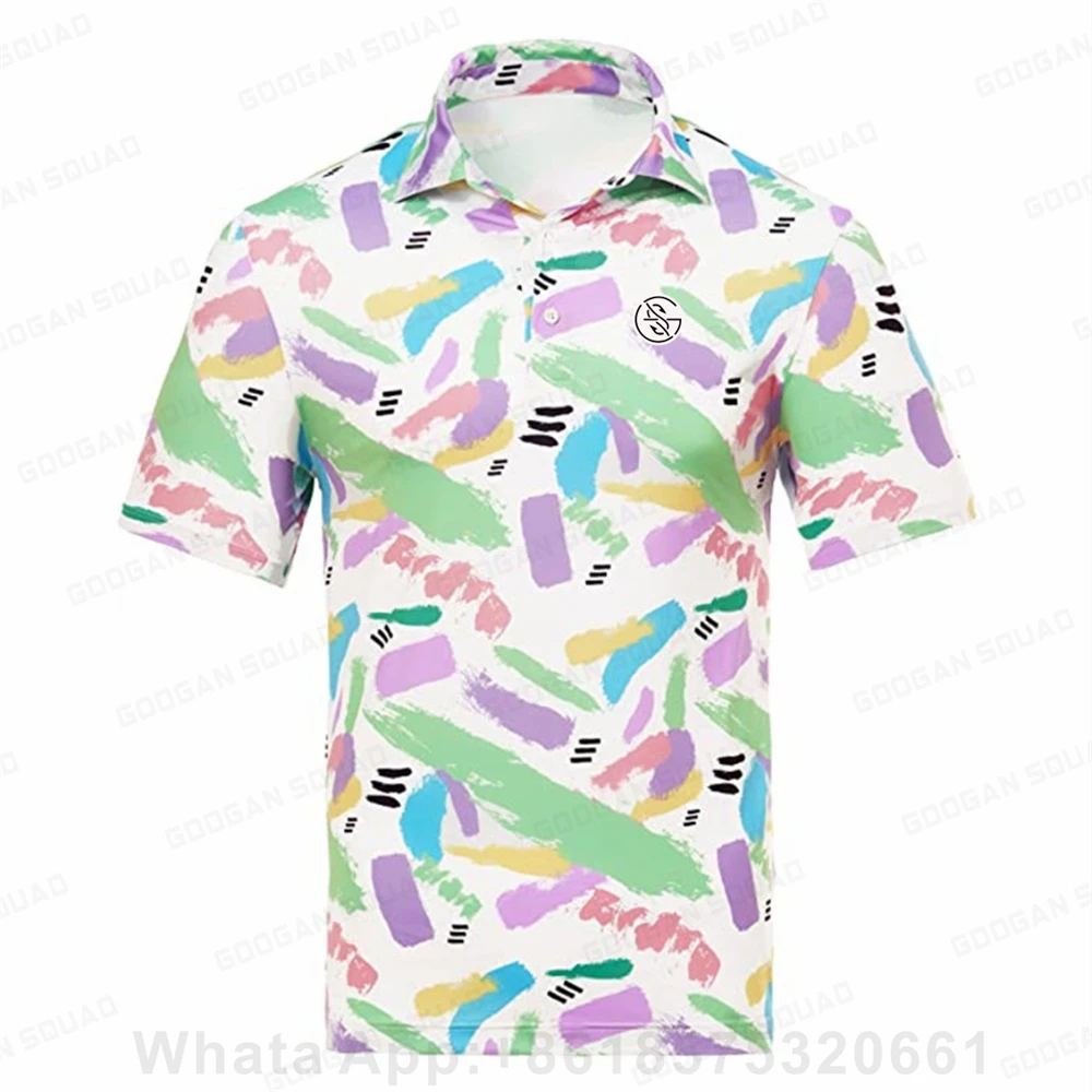 

New Polo Shirts Men's Printed T-shirt Golf Tennis Badminton Football Polo Shirts Casual Breathable Short Sleeves Sports Jersey