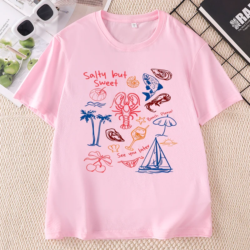 새콤달콤한 티셔츠 남녀공용 레트로 여름 비치 여성 티셔 - Summer Vibes Clothing Men 리뷰 및 가격