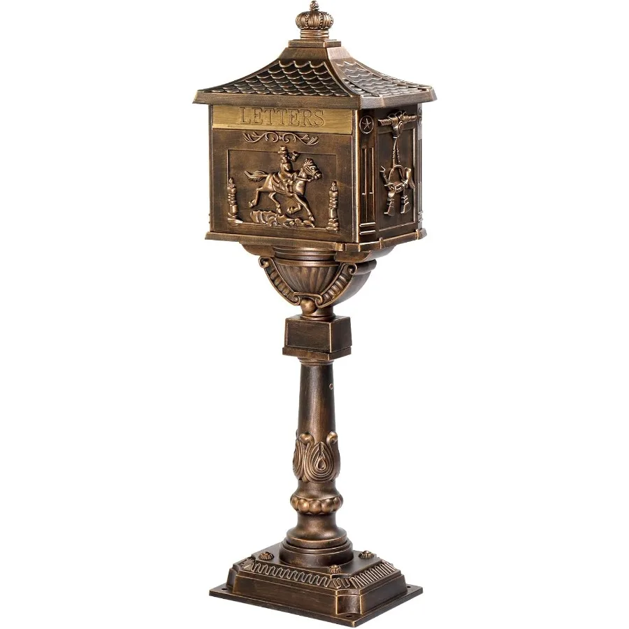 صندوق بريد من الألومنيوم المصبوب يقفل صناديق البريد السكنية للخارج مع مفاتيح صندوق بريد كبير آمن مقاوم للصدأ للاستخدام المنزلي