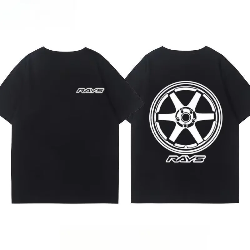 2026 New  Wheel Hub Modified Car Short Sleeve T Shirts Men Women Summer Cotton Japanese Versatile T-Shirt Tide Ins Y2k