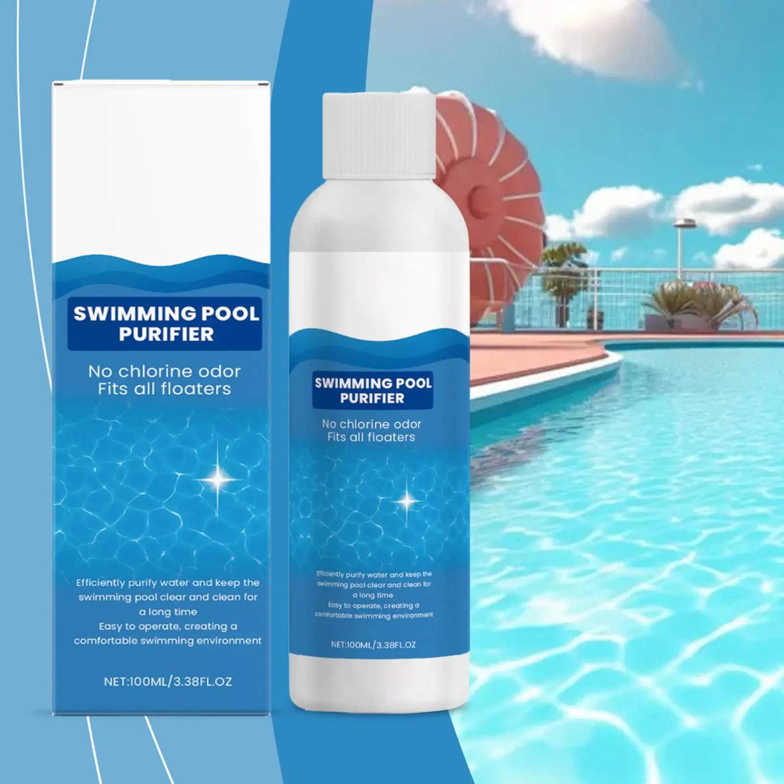 Pool Water Clarifier Odor Removal Liquid 100ml Pool Water Clarifier Liquid for Over Ground Hot Tub Party Summer Winter
