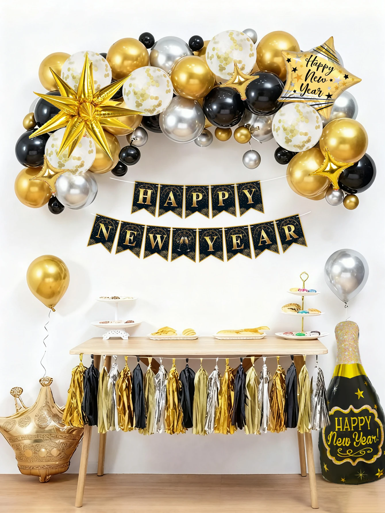 105 قطعة 2026 مجموعة بالونات قوسية لتزيين إكليل السنة الجديدة، مناسبة لحفلة رأس السنة الجديدة 2026، ديكور ليلة رأس السنة، عيد الميلاد