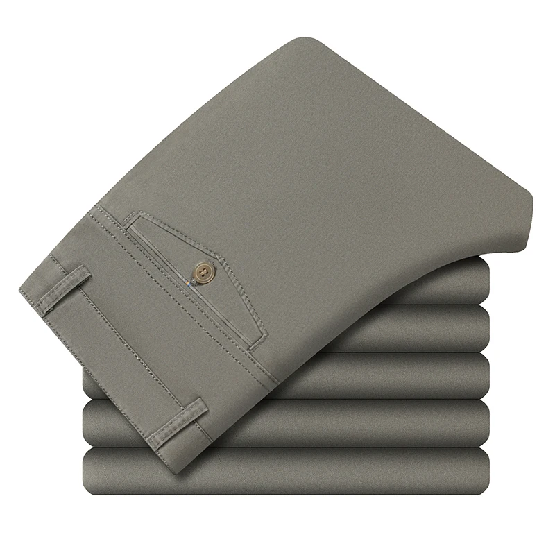 Premium Baumwoll-Bürohosen für Herren Bügelfrei Pflegeleichter Stoff Gürtelkompatibles Design Tägliche Casual-Event Lange Hosen – Detail 9