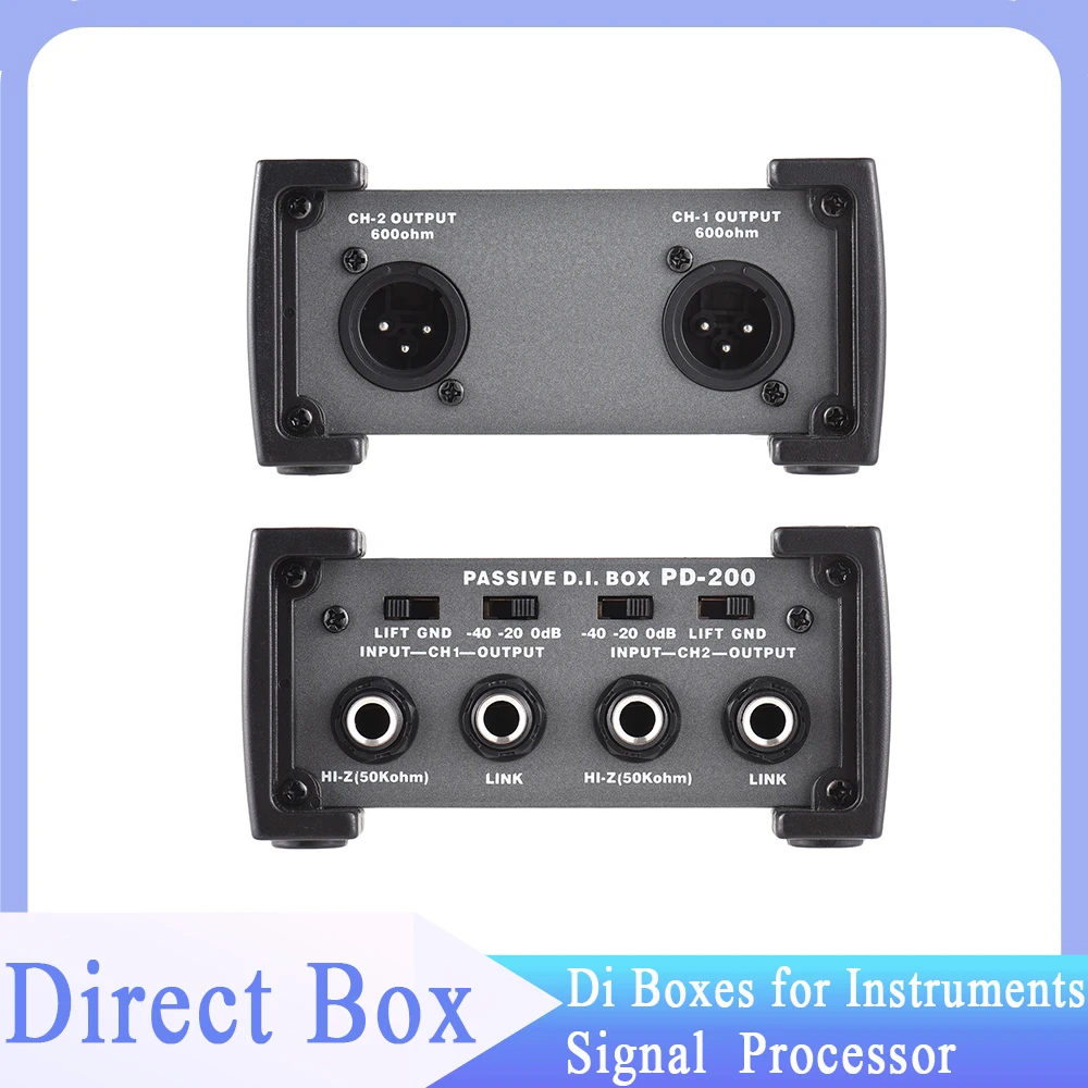 4 Channels Passive DI-Box Unit Hum Eliminator 1/4'' instrument Direct Box to XLR Professional Impedance Transform Audio Isolator