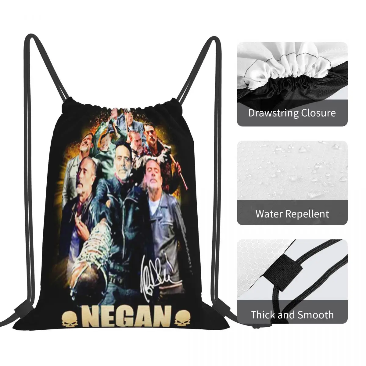 Negan signature walking dead aesthetic Chinese style random drawstring bag backpack summer cartoon men's schoolbag small cloth