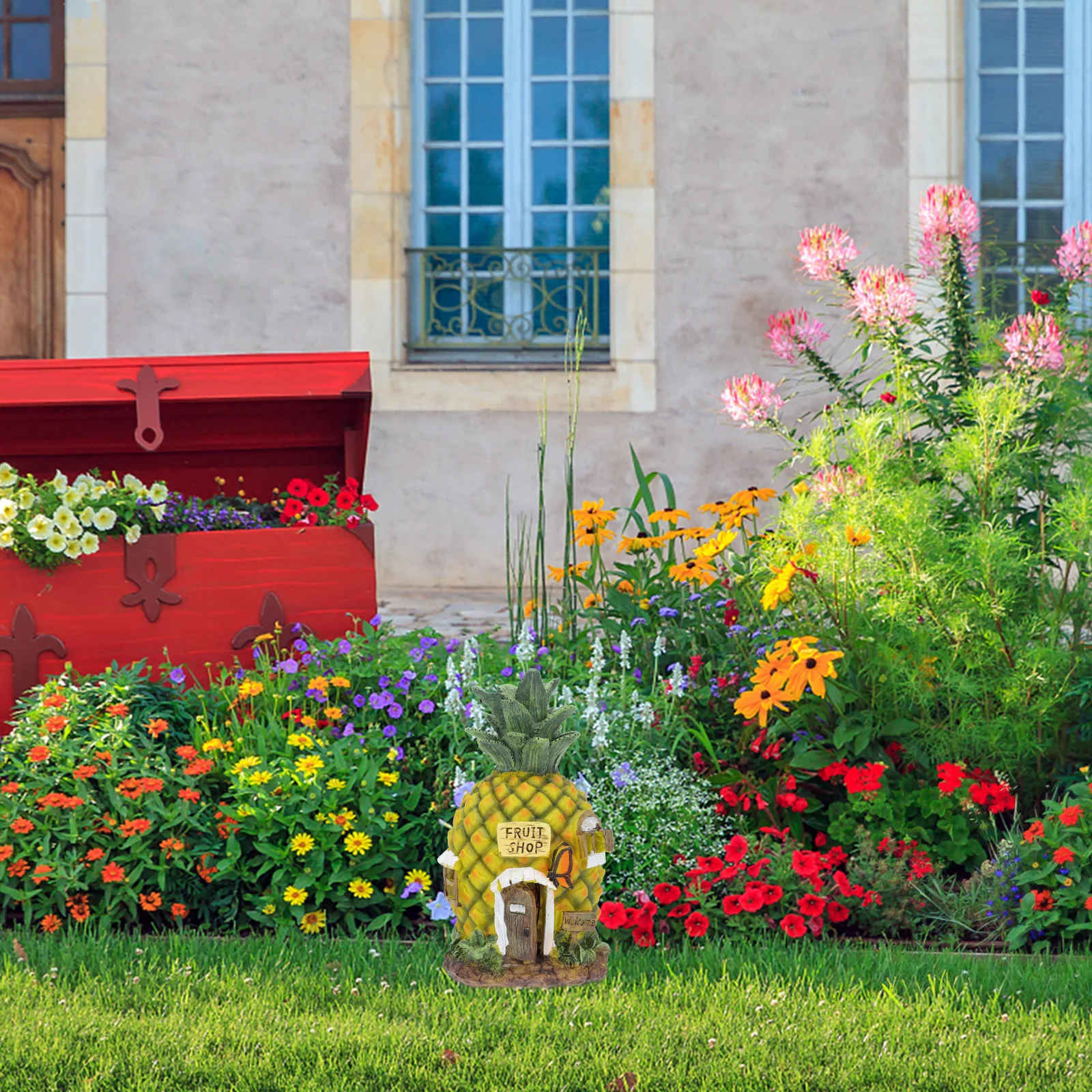 

1Pcs Glowing Pineapple Garden House Decor Solar Power Resin Craft Adornment Waterproof Outdoor Lawn Lamp for Porch